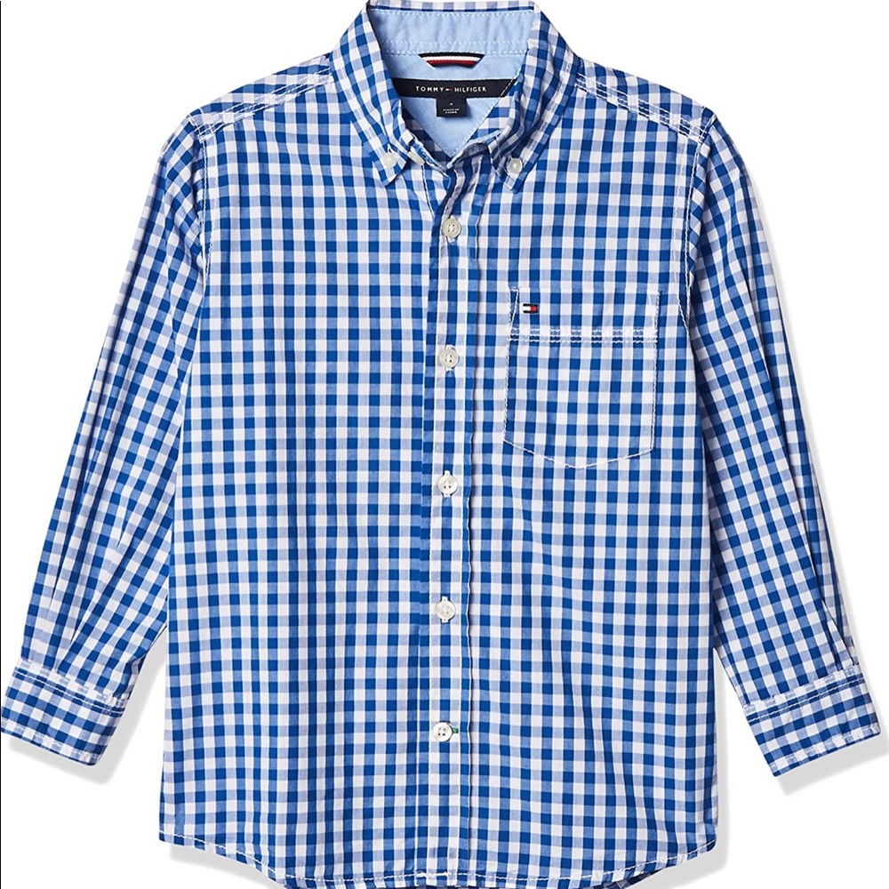 Tommy Hilfiger Baby Boy Blue Plaid Button Up 18 months